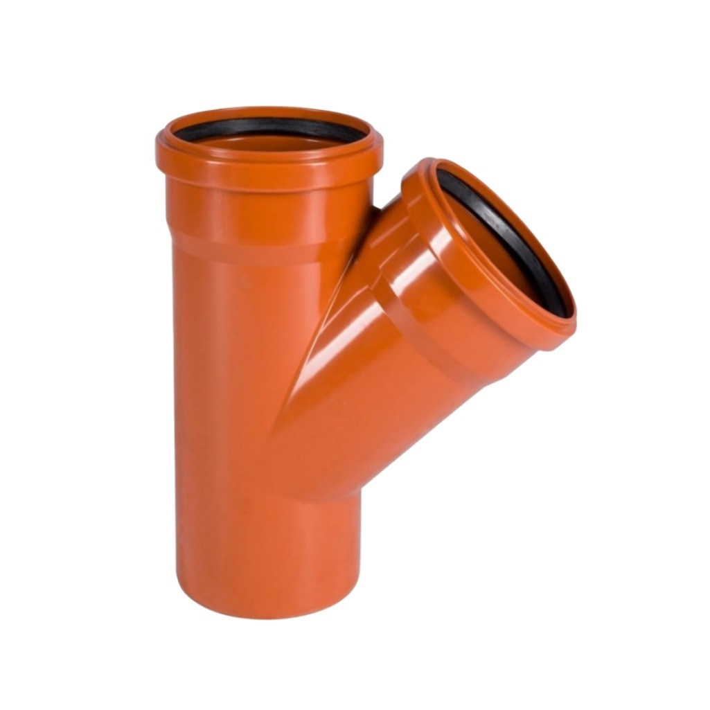 Тройник для наружной канализации MagnaPlast, диаметр 160х160 мм, отвод под 45 градусов, красный