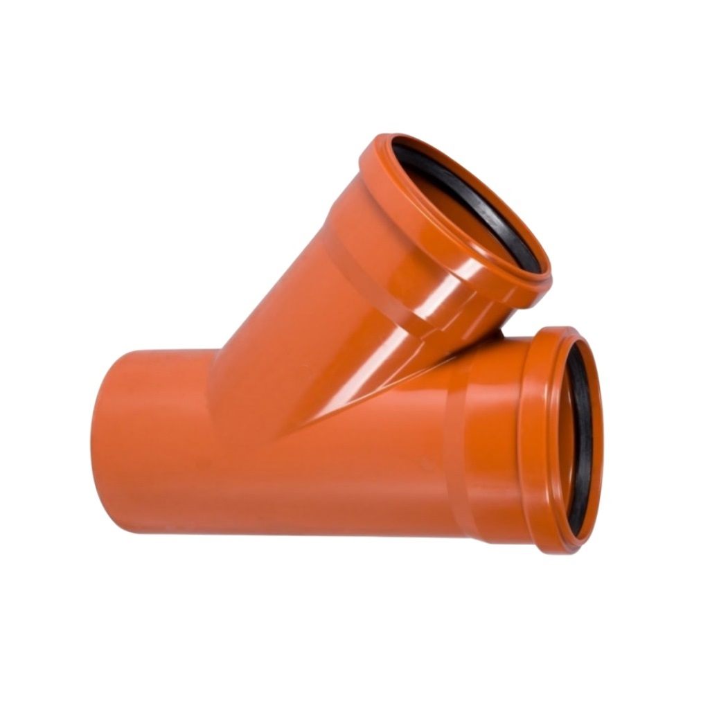 Тройник для наружной канализации MagnaPlast, диаметр 160х160 мм, отвод под 45 градусов, красный