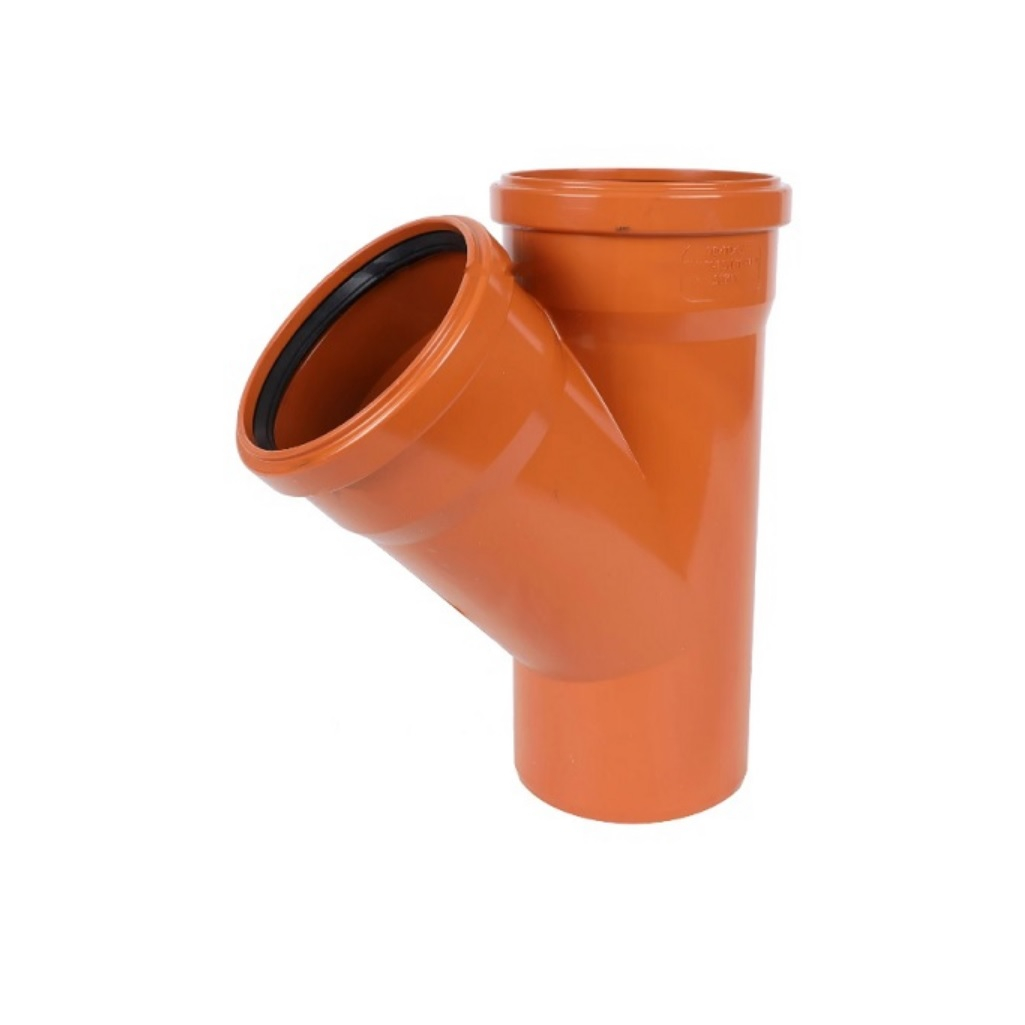 Тройник для наружной канализации MagnaPlast, диаметр 160х160 мм, отвод под 45 градусов, красный
