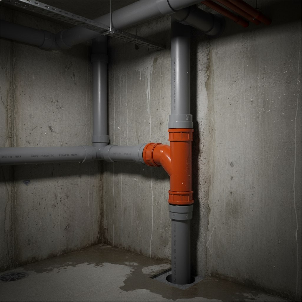 Тройник канализационный, D - 200 х 200 х 45°, ПВХ, наружный, красный