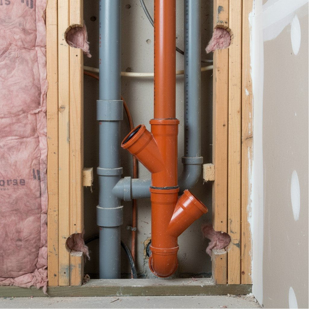 Тройник канализационный, D - 200 х 200 х 45°, ПВХ, наружный, красный