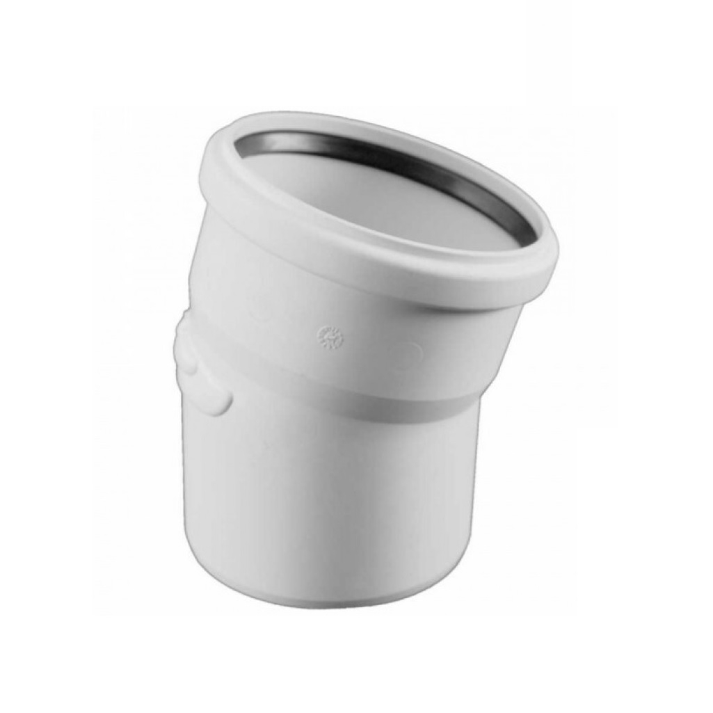 Отвод канализационный 15 гр., Rehau Raupiano 11234241001, диаметр 110 мм, полипропилен, белый