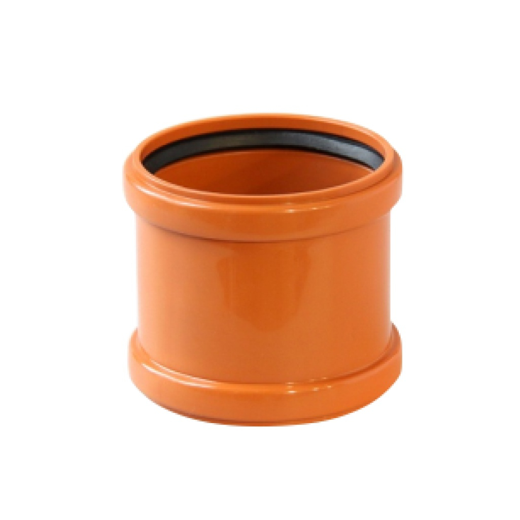 Муфта двухраструбная Valfex 30106160 для наружной канализации, 160 мм, полипропилен, оранжевая