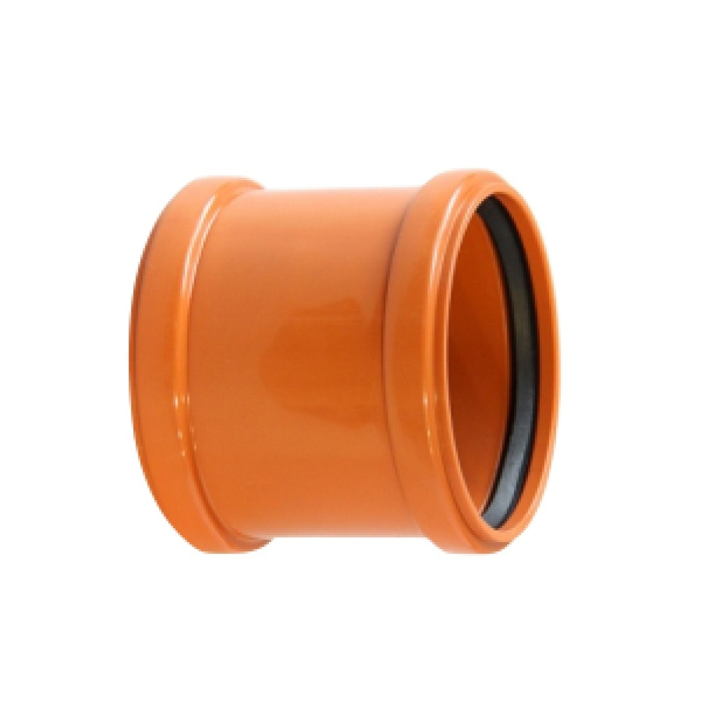 Муфта двухраструбная Valfex 30106160 для наружной канализации, 160 мм, полипропилен, оранжевая