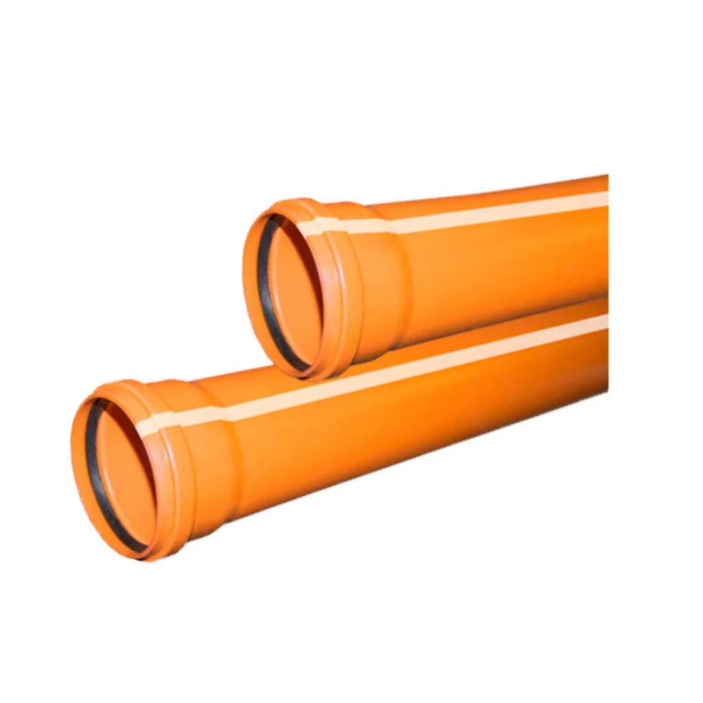 Труба Valfex ф160 с раструбом L=2 м, наружная канализация, толщина стенки 4.9, рыжая