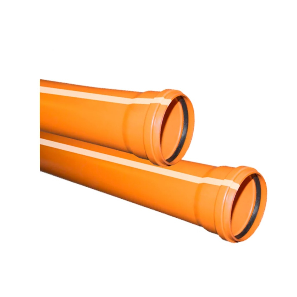 Труба Valfex ф160 с раструбом L=2 м, наружная канализация, толщина стенки 4.9, рыжая