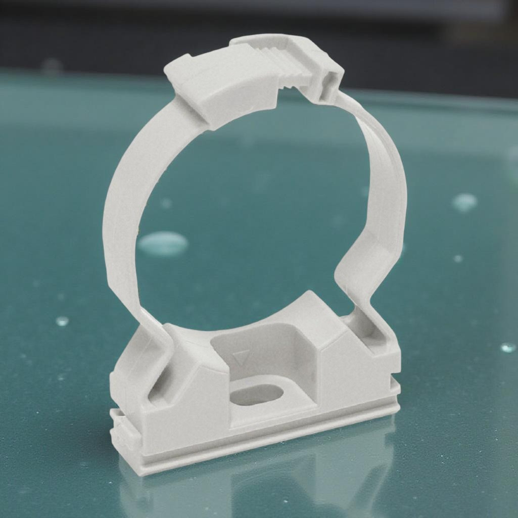 Клипса крепеж Iek CFC25 d-25 25 мм, держатель хомутный для труб, серый