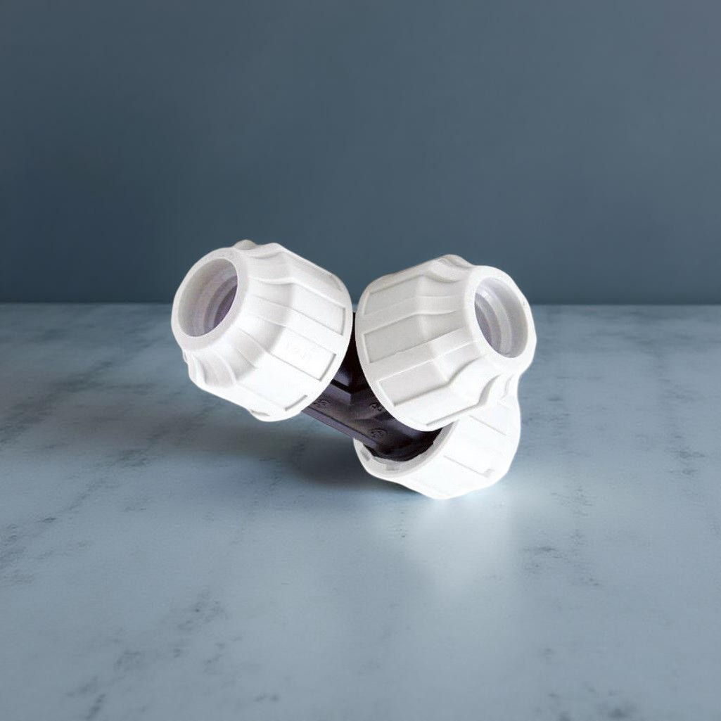 Тройник для труб ПНД КП709032 32х32х32 мм, соединительный, белый