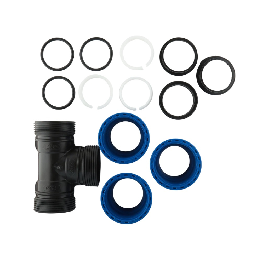 Тройник для труб ПНД 63х63х63 мм, обжимной, полипропилен, для систем холодного водоснабжения