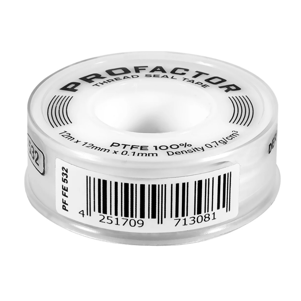 ФУМ-лента Profactor PF FE 532, 12 мм, 0.1 мм, 12 м, профессиональная, белая