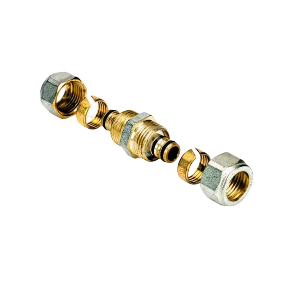 Муфта обжимная Frap F301.1616, 16х16 мм, равнопроходная, цанговое соединение, для металлопластиковых труб