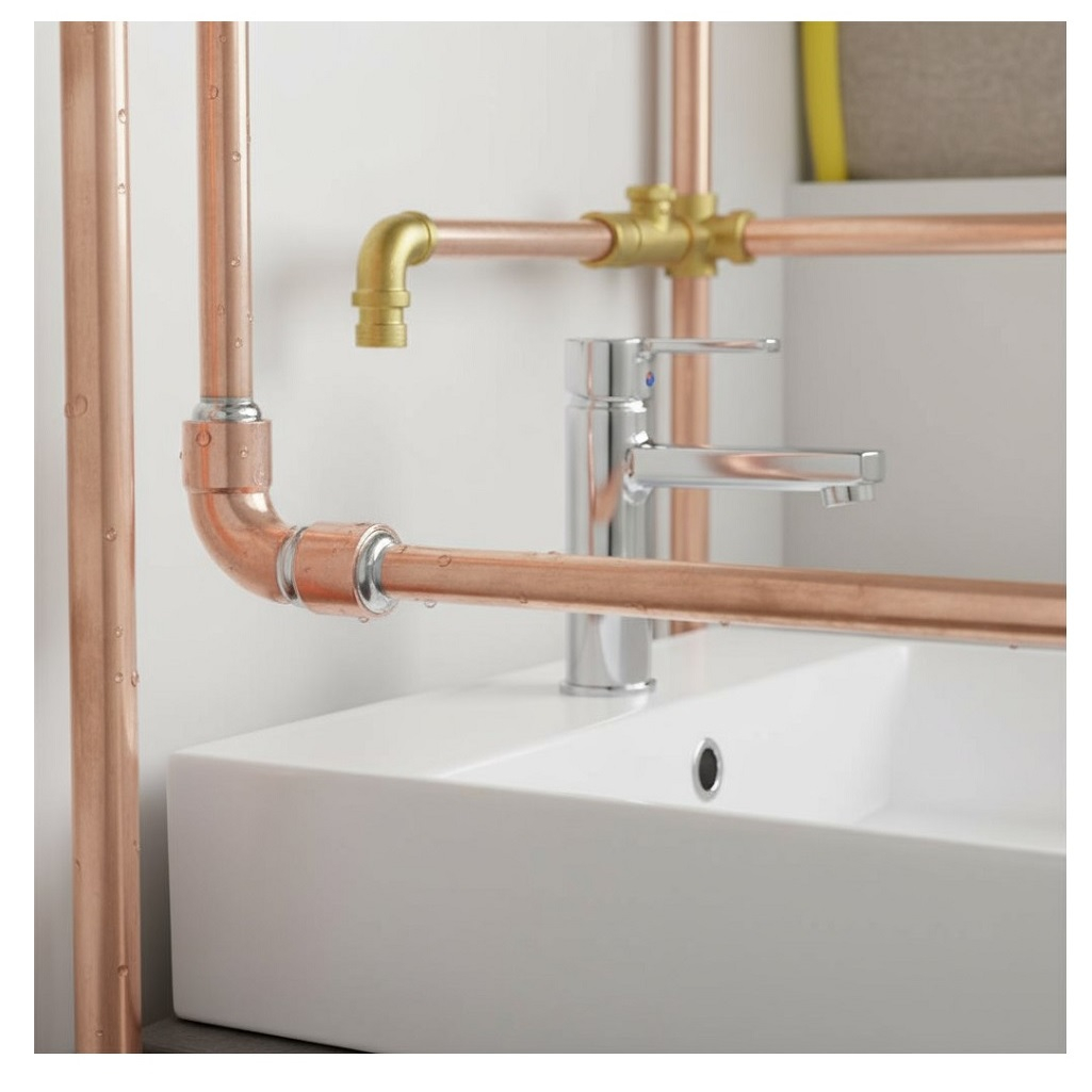 Угол медный двухраструбный, 35 мм х 90°, под пайку, для водоснабжения и отопления