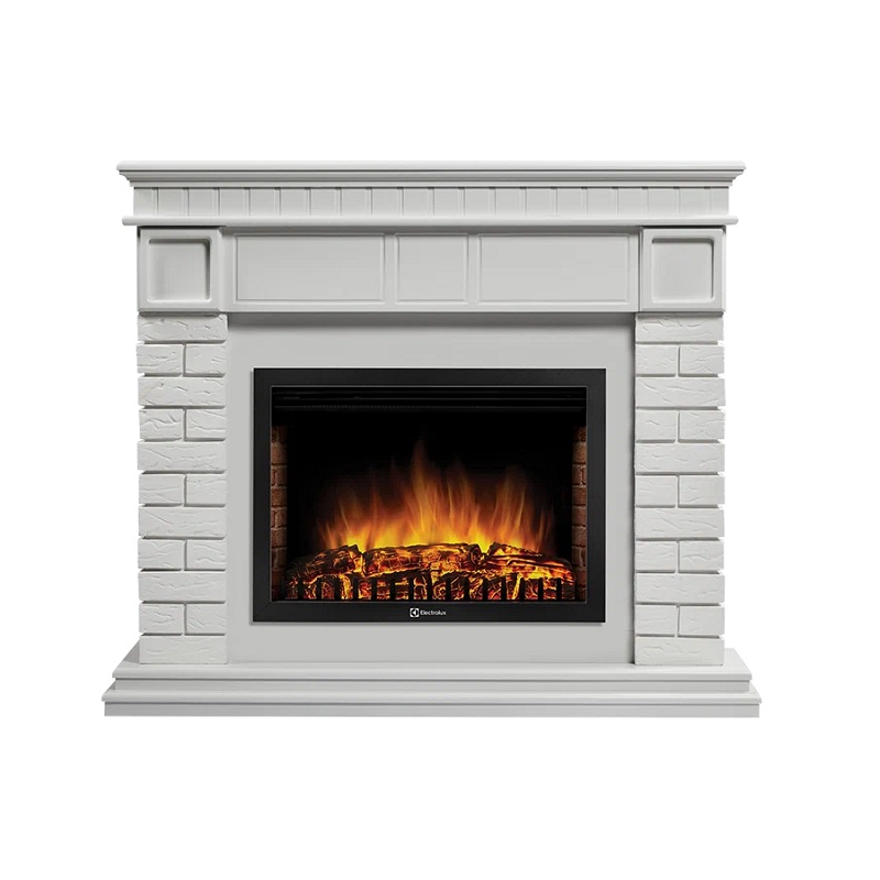 Комплект каминный Electrolux Fireliqht Bricks 25 камень белый, белая эмаль