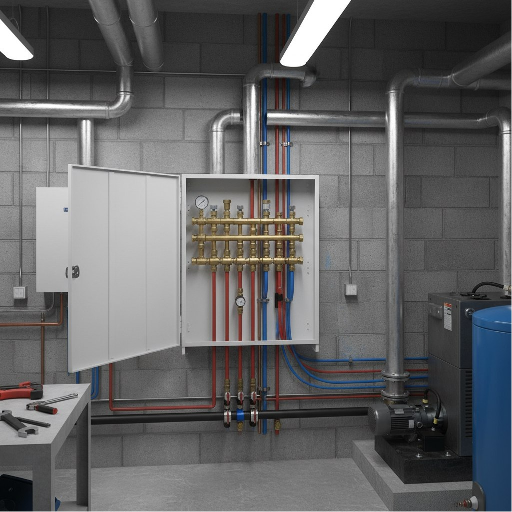 Шкаф распределительный Essan ШРН-4, для коллектора, наружный, 11-12 выход, 120х652х857 мм