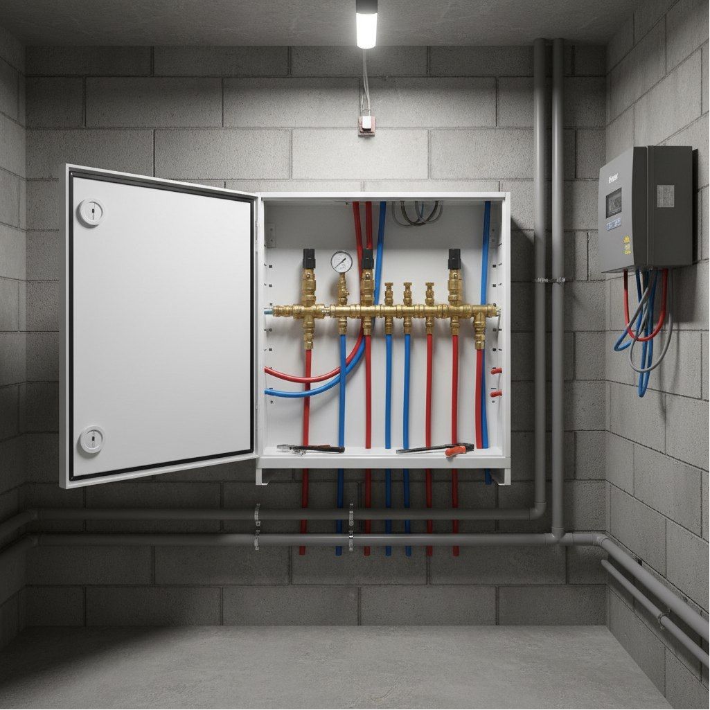 Шкаф распределительный Essan ШРН-4, для коллектора, наружный, 11-12 выход, 120х652х857 мм