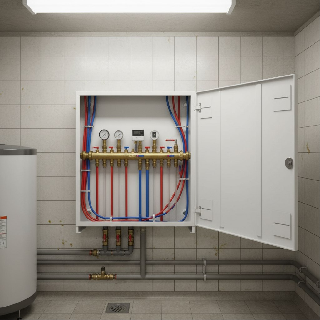 Шкаф распределительный Essan ШРН-4, для коллектора, наружный, 11-12 выход, 120х652х857 мм