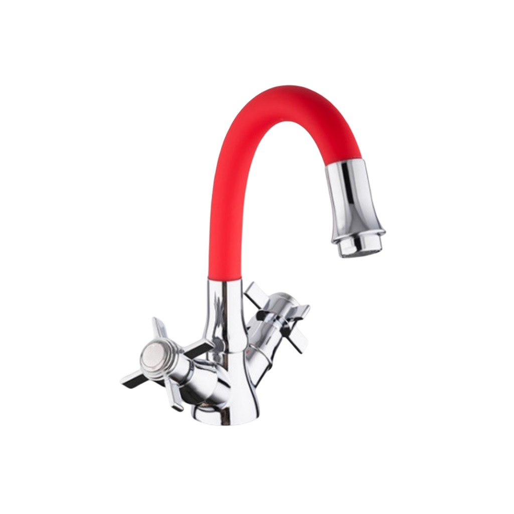 Излив для смесителя Frap F7268, гибкий, 31 см, гайка, силикон, цвет красный матовый