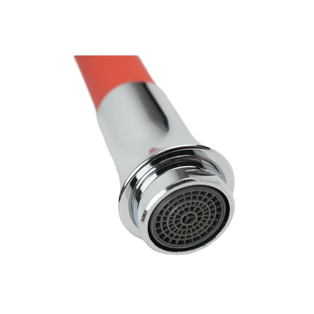 Излив для смесителя Frap F7268, гибкий, 31 см, гайка, силикон, цвет красный матовый