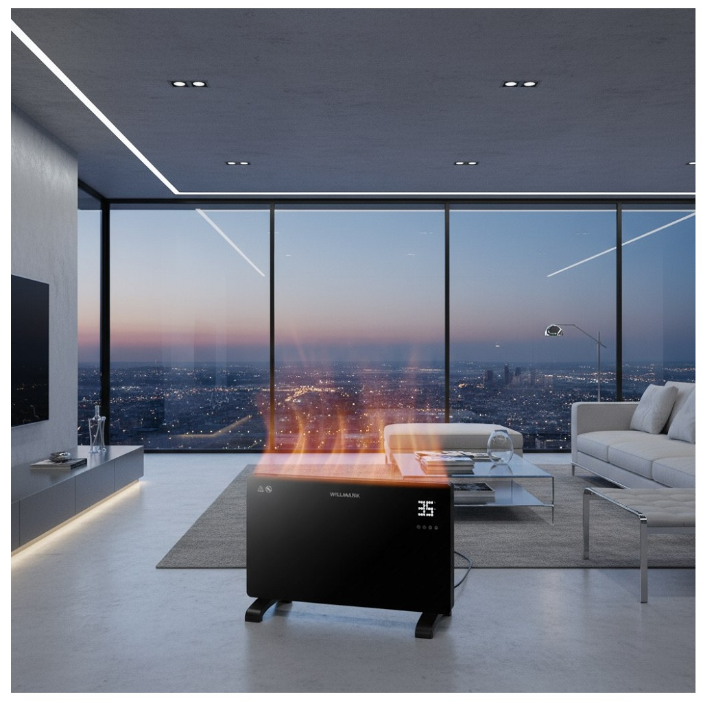 Конвектор электрический Willmark WCH-1500GRDB, до 20 кв.м, черный, 1500 Вт