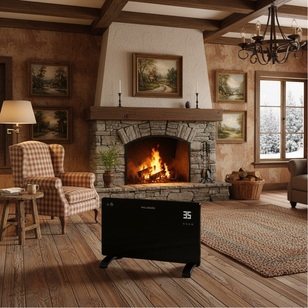 Конвектор электрический Willmark WCH-1500GRDB, до 20 кв.м, черный, 1500 Вт