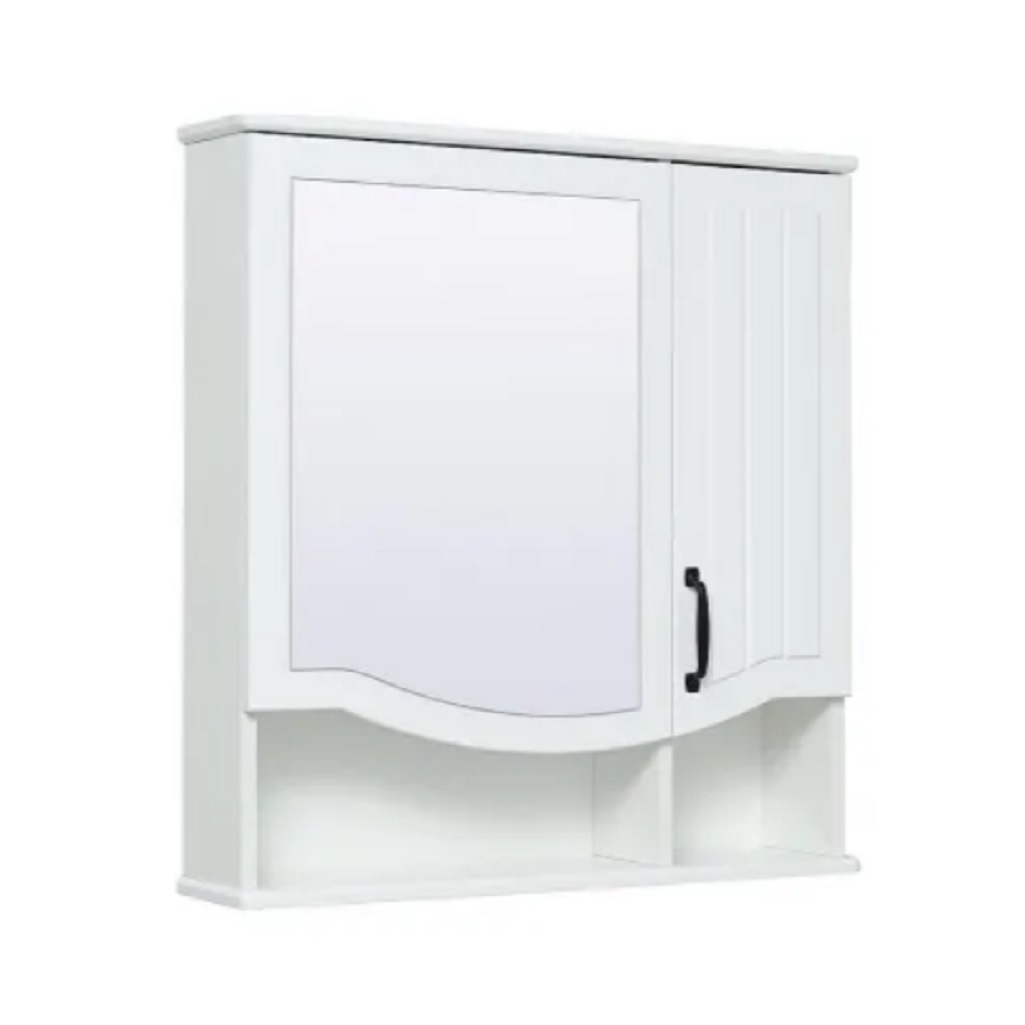 Шкаф зеркальный Runo Марсель 65, навесной, правый, белый, 16х65х75 см