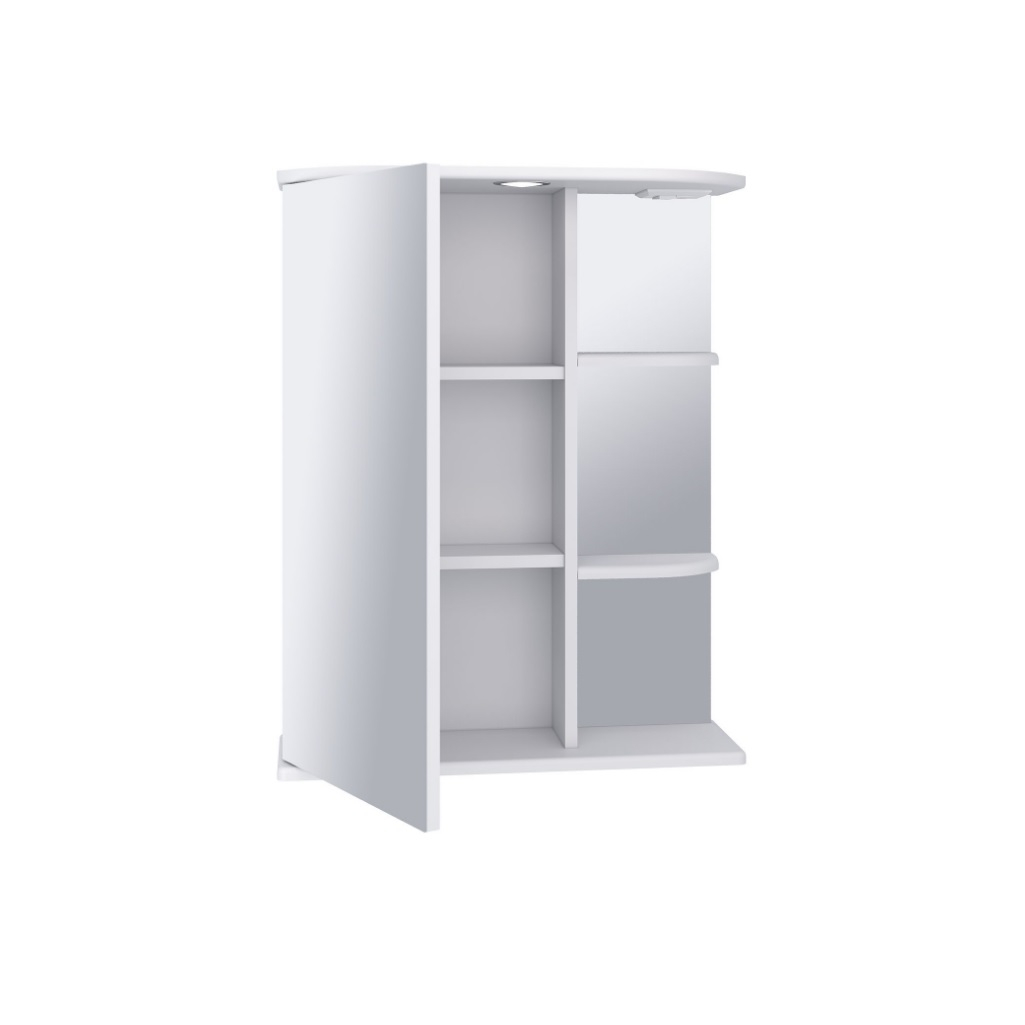 Шкаф зеркальный навесной Runo Магнолия 000000000607, белый, 50, левый, 240х750х500 мм