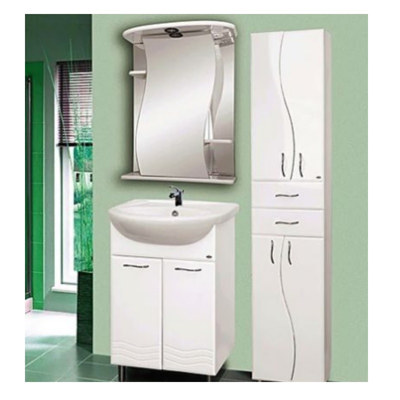 Шкаф зеркальный навесной Runo Лилия 00000000029, белый, 60, правый, 600х240х750 мм