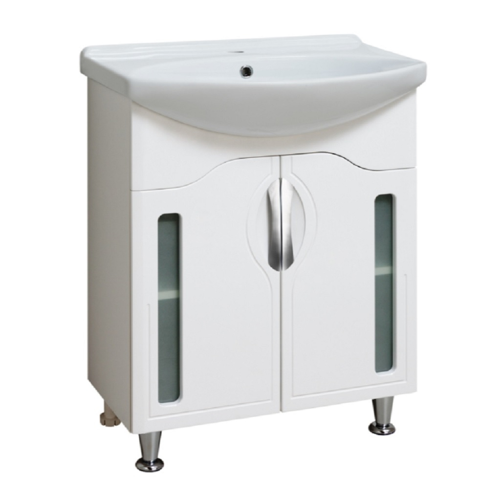 Тумба Runo Толедо 65 напольная, белая + раковина Стиль 65, белая