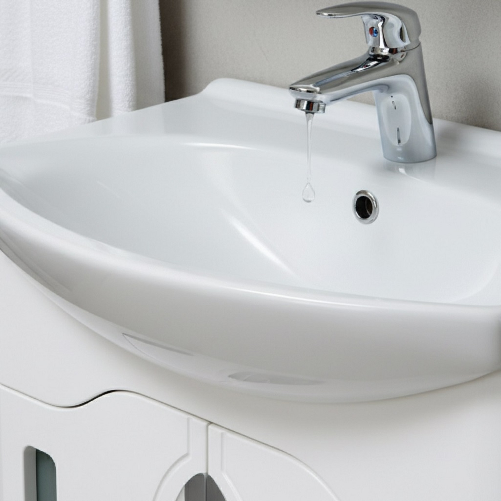 Тумба Runo Толедо 65 напольная, белая + раковина Стиль 65, белая