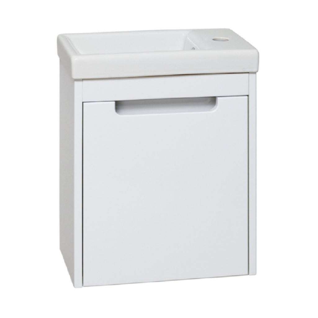 Тумба Runo Микра 40 подвесная, белая + раковина Runo Como 40