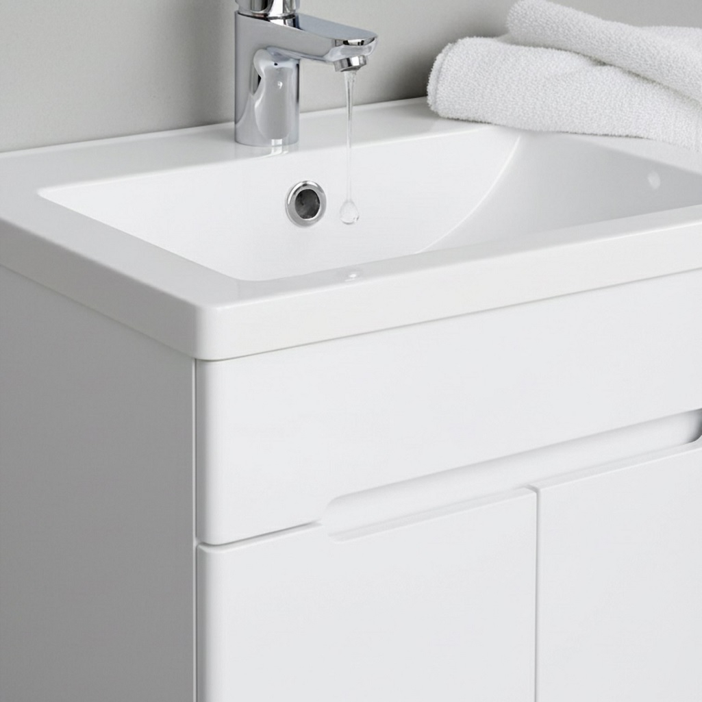 Тумба Runo Парма 60/2 напольная, белая + раковина Runo Omega 60, 00-00001038