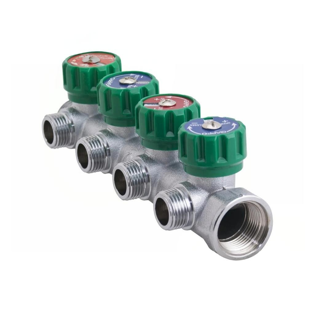 Коллектор регулируемый Gappo G1001.04 ВР-НР, 4 выхода