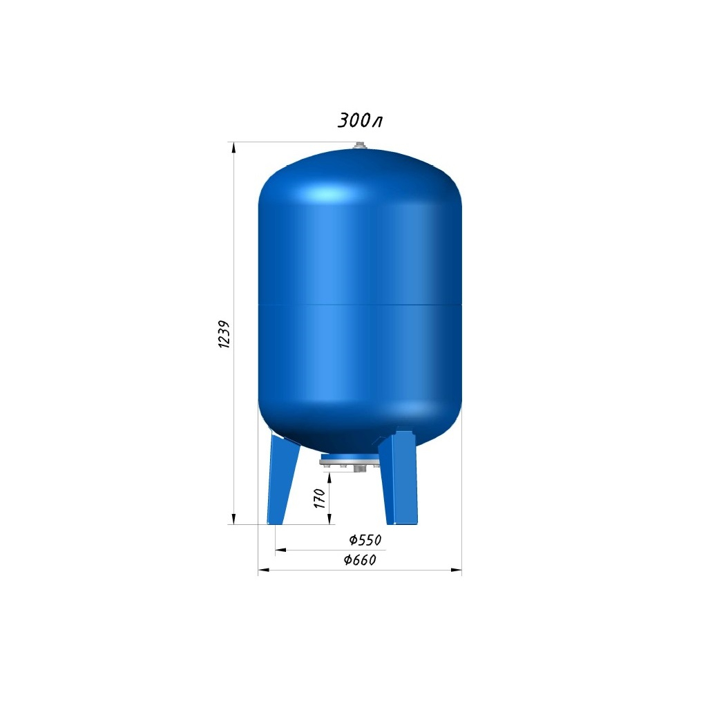 Гидроаккумулятор Vodos WTR VS00199, вертикальный, 300 л, 10 бар, G 11/4