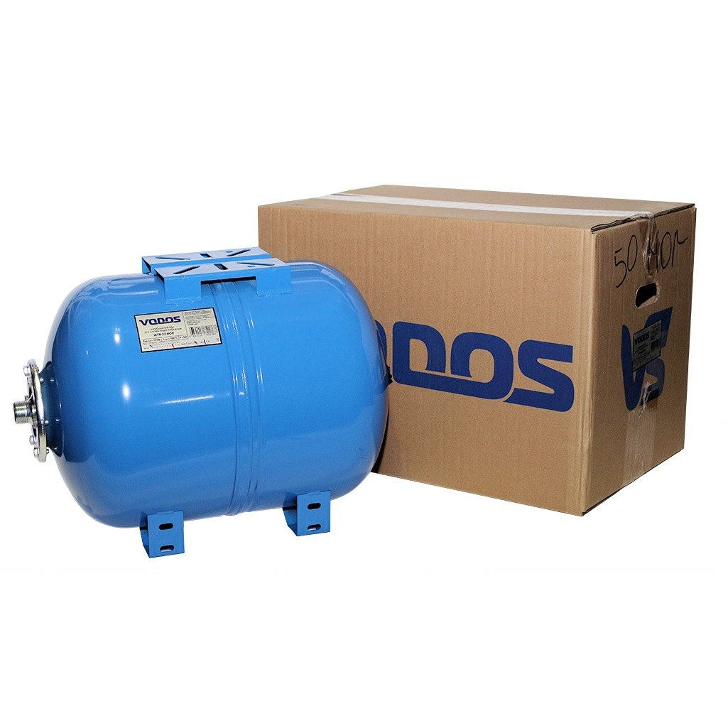 Бак мембранный Vodos Base 50 HOR, VS00247, горизонтальный, 50 л, 10 бар, G 1