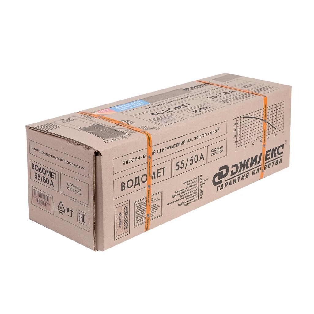 Насос поверхностный Джилекс Водомет 55/50 А дф, 6550, для чистой воды, 600 Вт, напор 50 м, 55 л/мин