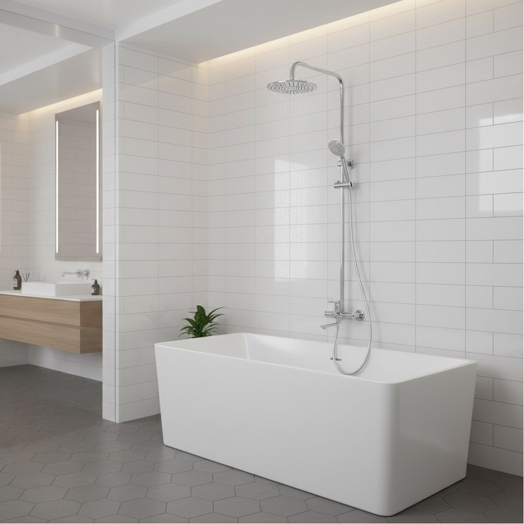 Душевая система Econoce EC0407, цинк, цвет хром, тропический душ