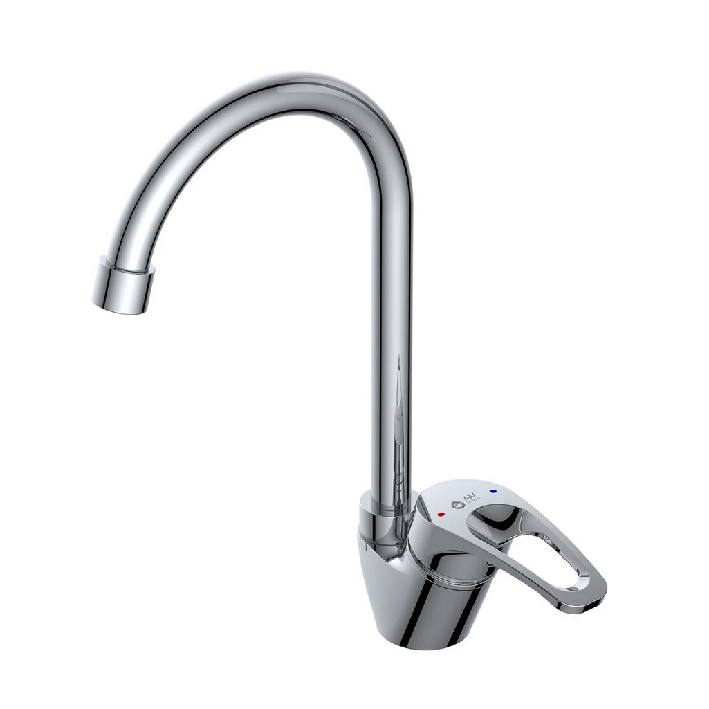 Смеситель для кухни AV Engineering, AVSHU4-A134-439, гибкий излив, аэратор, хром