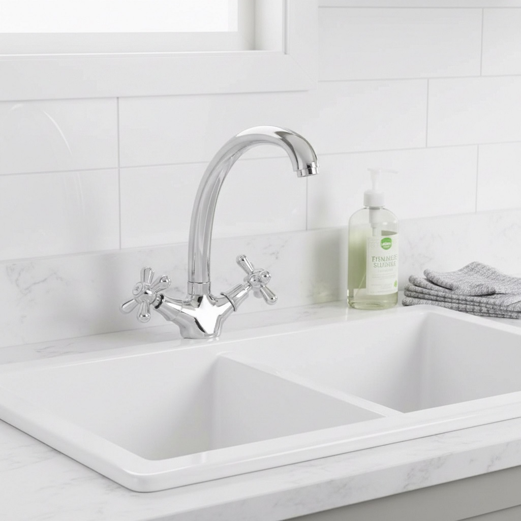 Смеситель для кухни Gappo EC0347, тип I, серия 340, жесткий излив, аэратор, хром