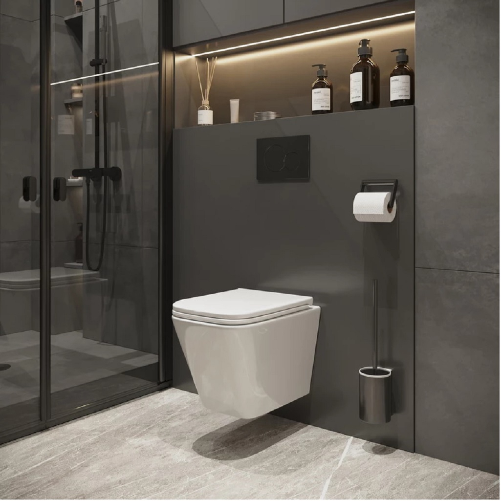 Унитаз подвесной Niagara Atrio NG-9303, белый, безободковый, с тонкой крышкой, 306х365х520 мм