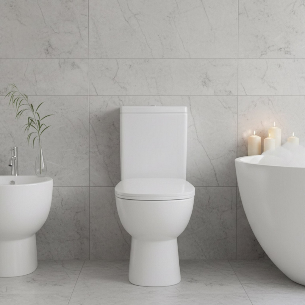 Унитаз напольный Sanita luxe Quadro Slim 248460, с бачком и сиденьем, белый