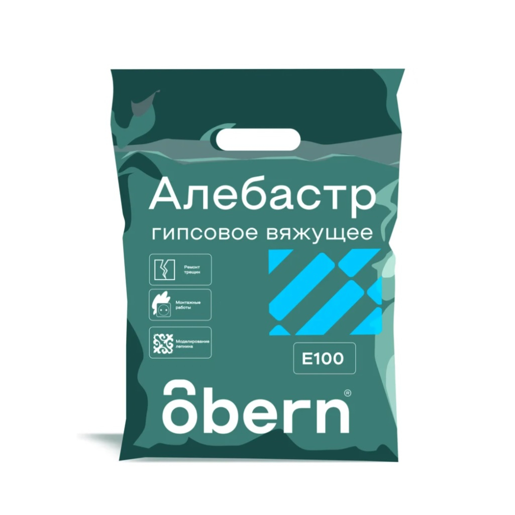 Алебастр быстротвердеющий Obern 0024056, гипсовое вяжущее, 5 кг
