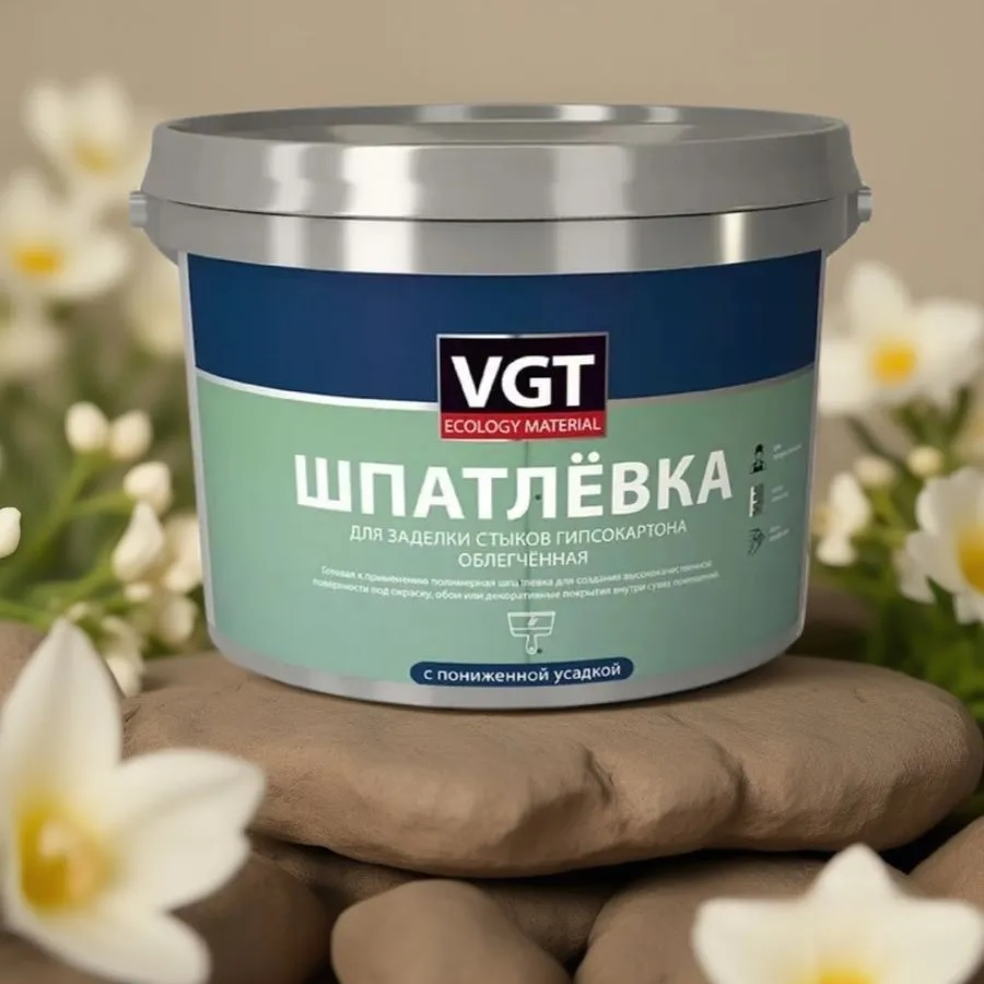 Шпатлевка полимерная ВГТ для заделки стыков гипсокартона, облегченная, белая, 3 кг