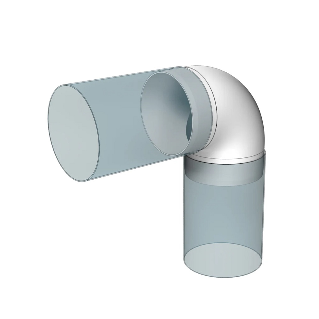 Колено круглое Era 15ККП, 90 градусов, d 150 мм, пластик, белый