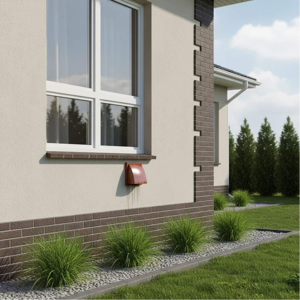 Выход стенной с обратным клапаном Era 1515К12,5ФВ, d 125 мм, 150х150 мм, терракотовый