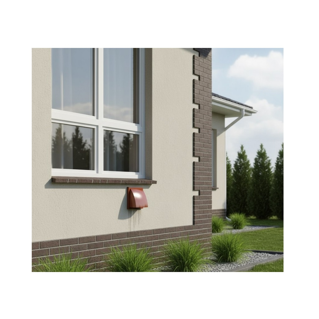 Выход стенной с обратным клапаном Era 1919К15.16ФВ, d150-160 мм, 190х190 мм, терракотовый, пластик