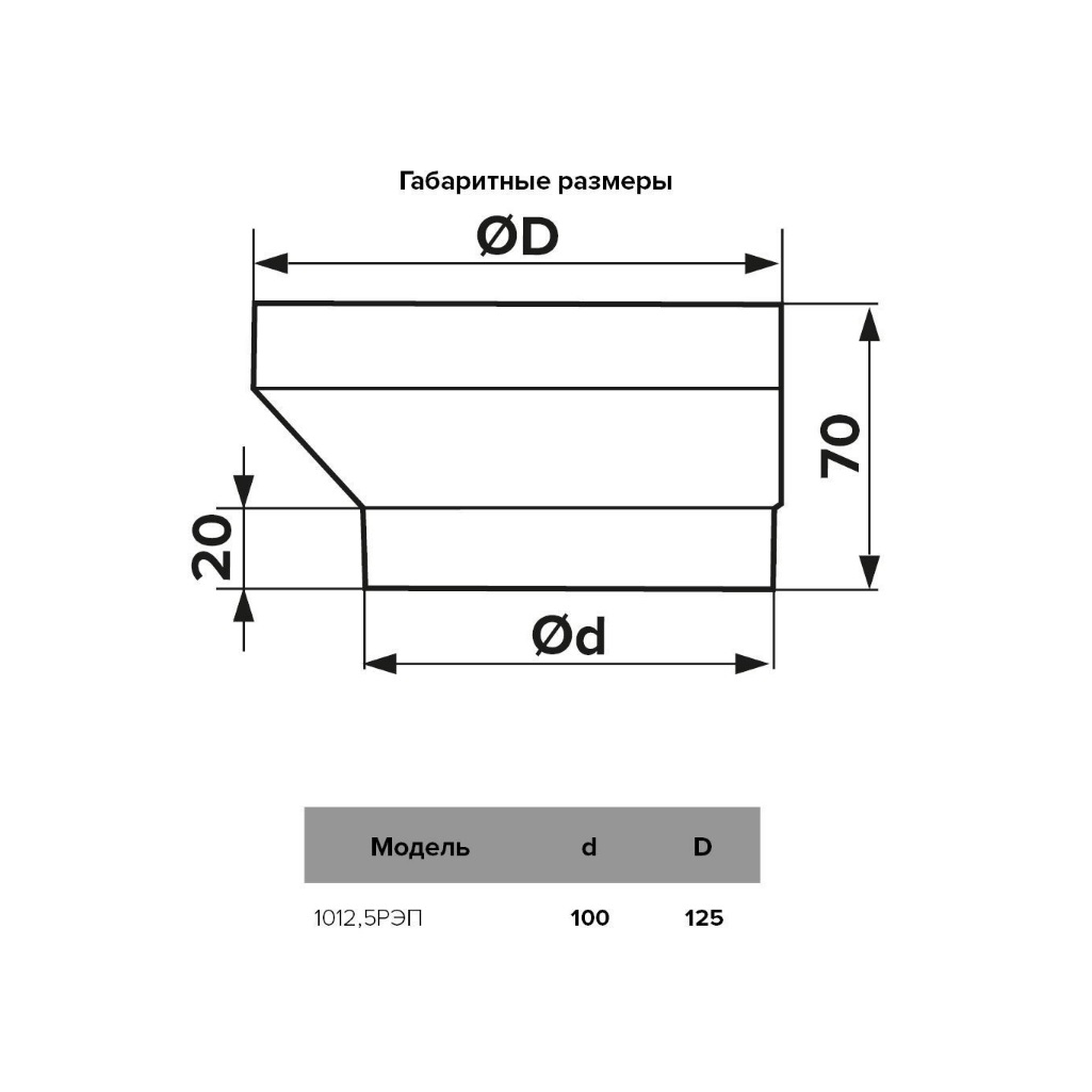 Соединитель эксцентриковый Era 1012,5РЭП для круглых воздуховодов, d100-125 мм, пластик