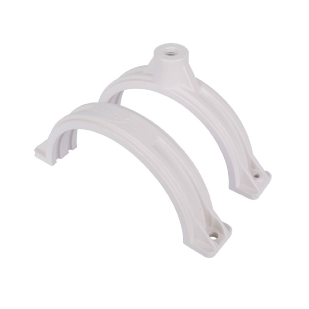 Хомут пластиковый Sinikon KPP.110.K.D, со шпилькой и дюбелем, белый, диаметр 110 мм