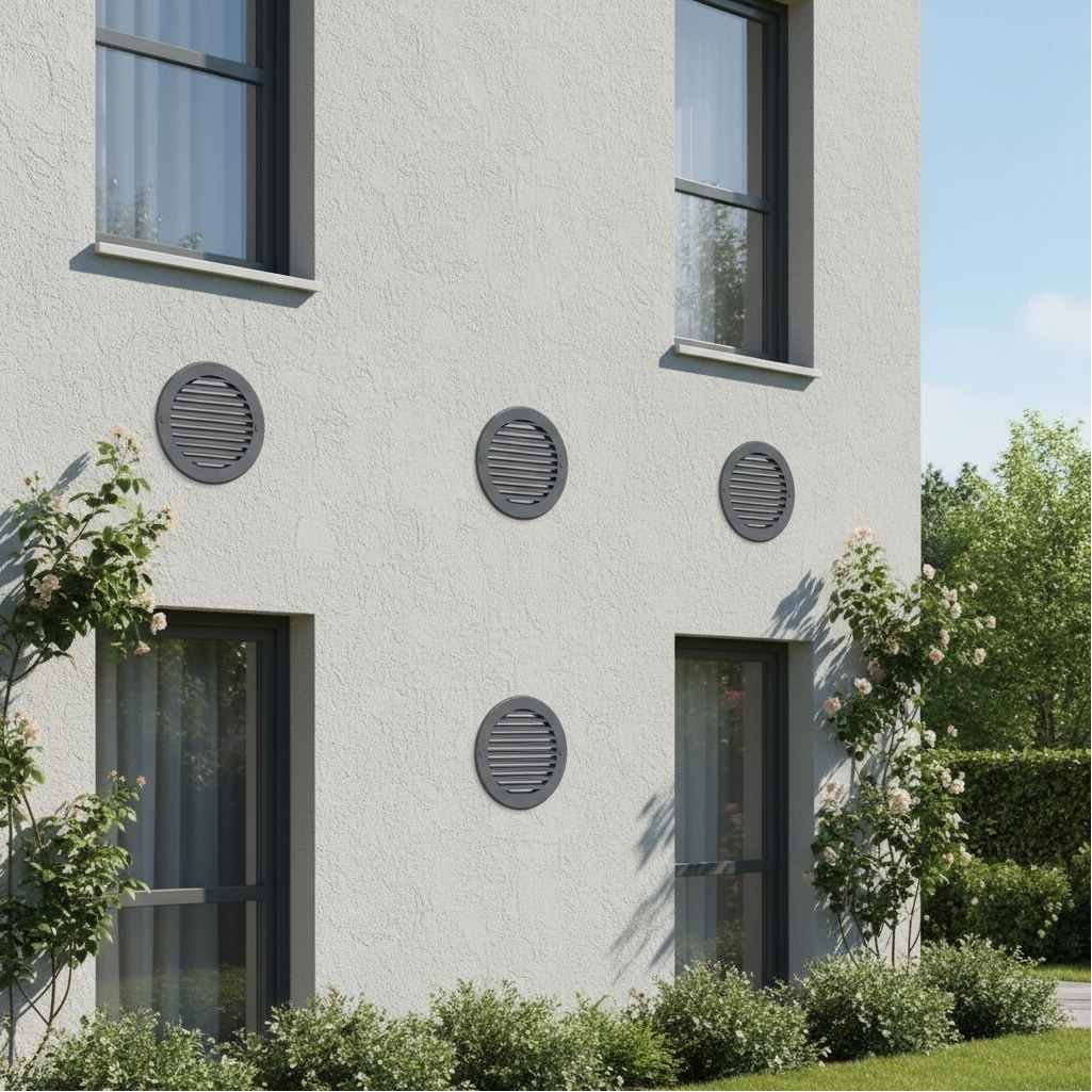 Решетка вентиляционная Era 15РКН, наружная, d 150 мм, пластик, круглая, серая