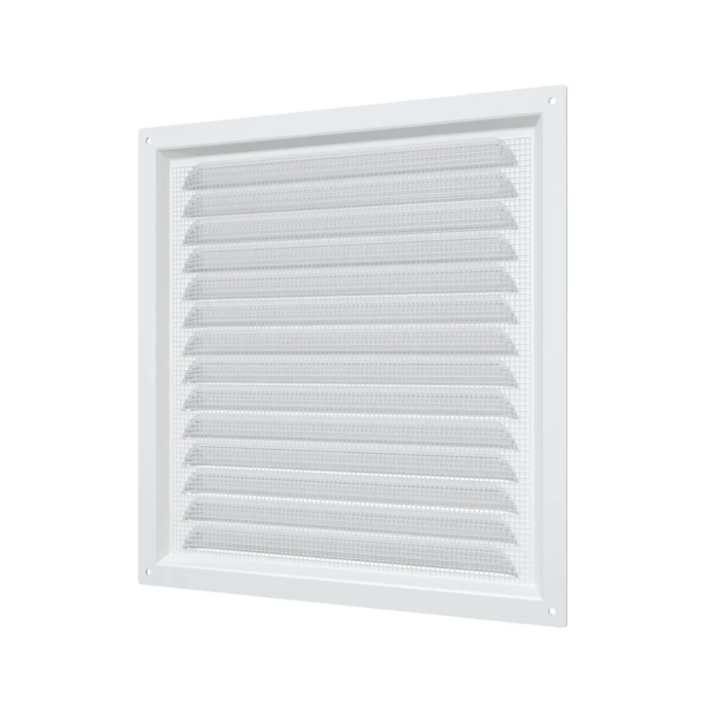 Решетка вентиляционная с сеткой Era 2525МЭ, 250х250 мм, сталь, белая