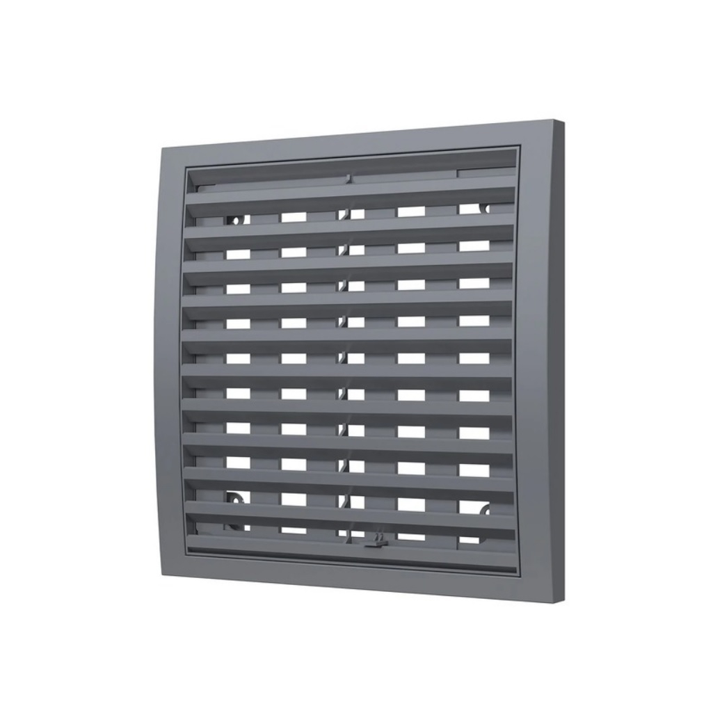 Решетка вентиляционная Era 2020РРПН, наружная, регулируемая, 200х200 мм, серая, пластик